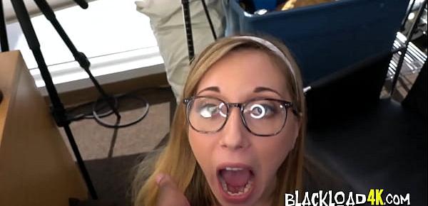  Nerdy chick takes casting directors big black chocolate bar deep in her cunt
